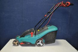 A BOSCH ROTAK 34 ELECTRIC LAWN MOWER with grass box ( PAT pass and working) short cable