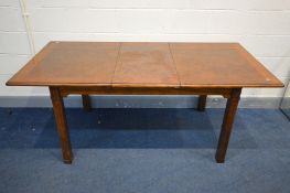 A REPRODUCTION CHERRYWOOD AND CROSSBANDED EXTENDING DINING TABLE, extended length 186cm x closed