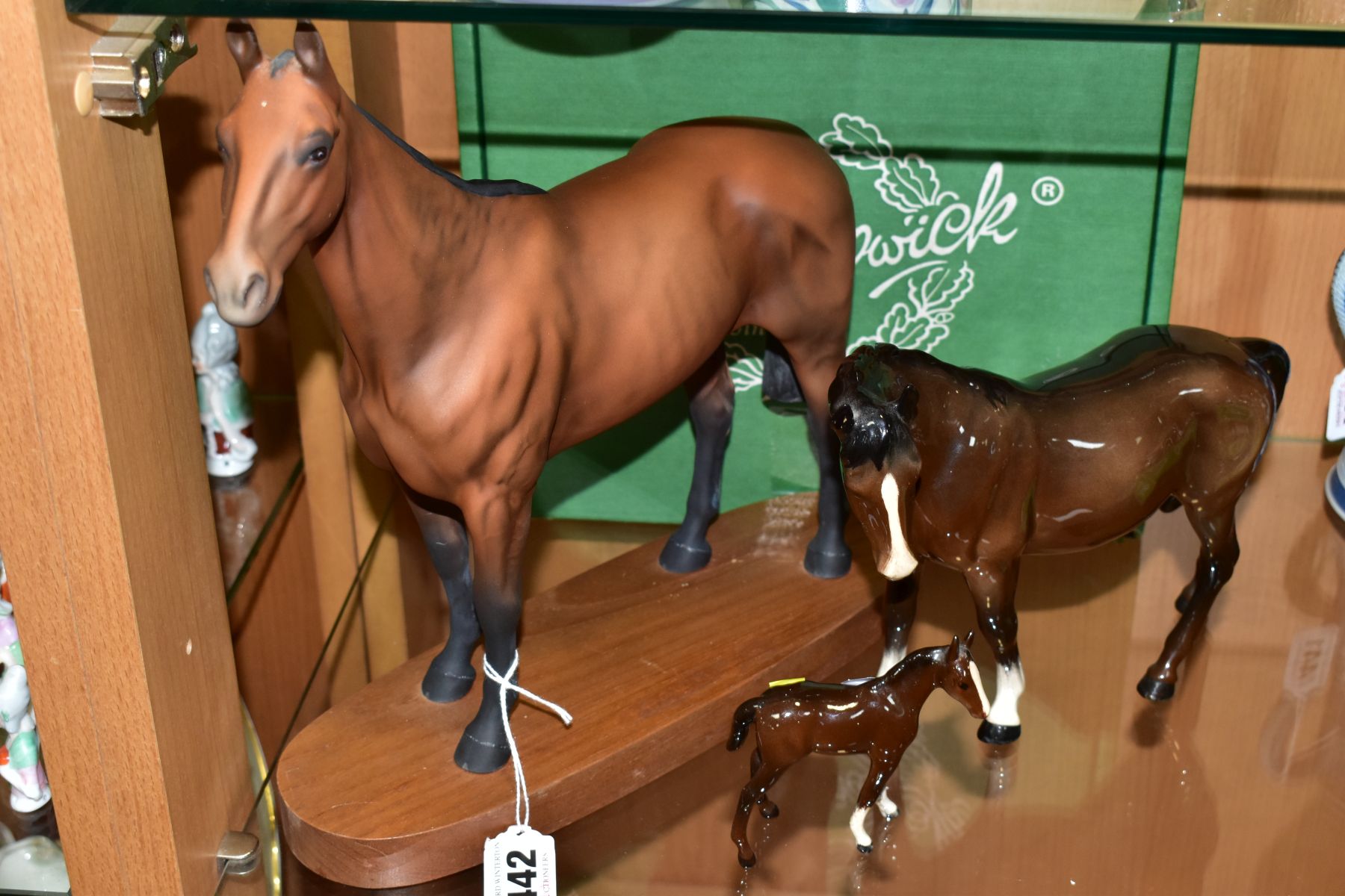 THREE BESWICK HORSES, comprising connoisseur horse 'Arkle' No.2065, on wooden plinth (missing - Image 5 of 6