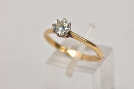 A DIAMOND SINGLE STONE RING, a modern round brilliant cut diamond claw set to knife edge shoulders