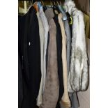 LADIES AND GENTS COATS AND JACKETS, gents include vintage Burton tuxedo jacket and trousers, no size