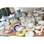 A QUANTITY OF MIXED TEA WARES, to include Royal Doulton 'Reflection' TC1008 part dinner service, two