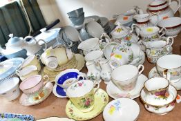 A QUANTITY OF MIXED TEA WARES, to include Royal Doulton 'Reflection' TC1008 part dinner service, two