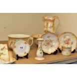 A COLLECTION OF CROWN DEVON FIELDINGS BLUSH IVORY WARES, to include a wash basin and jug, cheese