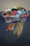 QUANTITY OF KNITTING WOOL, needles and other accessories