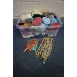 QUANTITY OF KNITTING WOOL, needles and other accessories