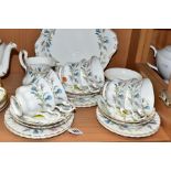 A ROYAL ALBERT 'BRIGADOON' PATTERN SECONDS TEA SET, comprising a bread and butter plate, milk jug,