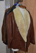 THREE LADIES LEATHER JACKETS AND BAGS, etc, the jackets comprising a St Michael size 10 (38)