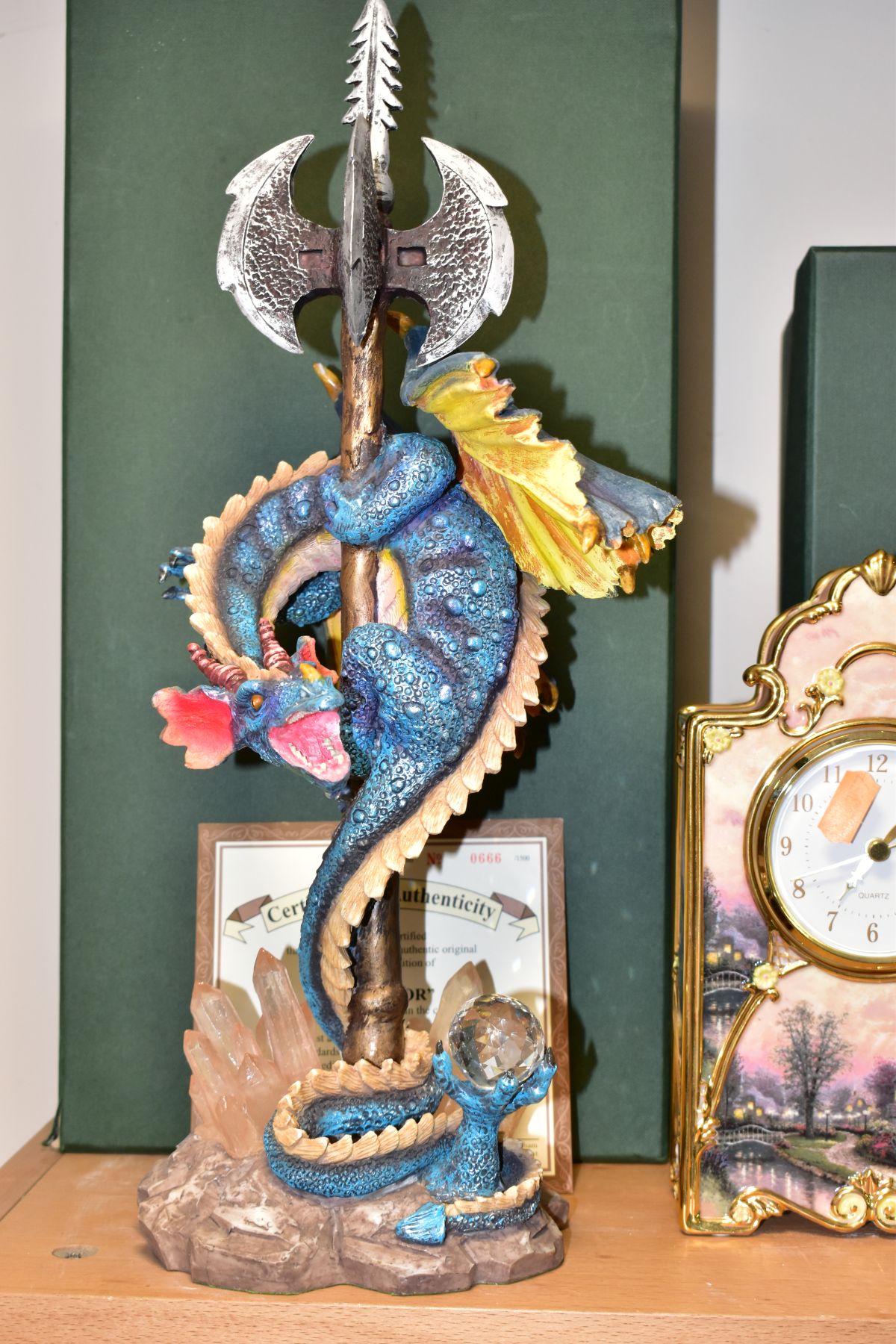 A BRADFORD EXCHANGE 'LAMPLIGHT LANE' PORCELAIN CASED QUARTZ MANTEL CLOCK, HEIGHT 23.5CM AND TWO - Image 4 of 4