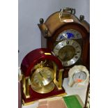 A FRANZ HERMLE WESTMINSTER EIGHT DAY BRACKET CLOCK WITH MOON PHASE DISPLAY, the silvered chapter