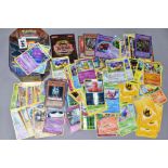 A QUANTITY OF POKEMON CARDS - over one hundred Pokemon cards and over forty Yu-Gi-Oh cards, all