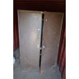 AN ART METAL TWO DOOR OFFICE CABINET, width w122cm x depth 50cm x height 195cm