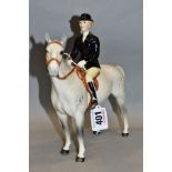 A BESWICK HUNTSWOMAN, No 1730, style two, grey horse, Beswick crest backstamp, height 21.5cm (