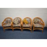 A SET OF FOUR WICKER TUB CHAIRS