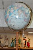 A REPLOGLE WORLD CLASSIC 16 INCH DIAMETER TERRESTRIAL GLOBE, raised mountain ranges, mounted to a