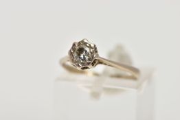 A 18CT WHITE GOLD DIAMOND SINGLE STONE DIAMOND RING, a modern round brilliant cut diamond illusion