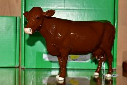 A BOXED BESWICK RARE BREEN RED POLL COW, No 4111, designed by Robert Donaldson, Beswick crest