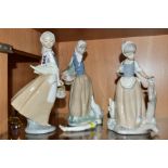 THREE NAO (LLADRO) FIGURES, comprising 'Graceful' 0237, girl with basket of fruit, height 24cm, girl