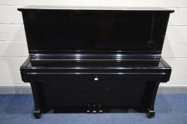 KAWAI (C1977) A BL-61 UPRIGHT PIANO, gloss ebonised case, overstrung, custom board, serial number