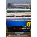 A TRAY CONTAINING OVER SIXTY LP'S OF MOSTLY ROCK MUSIC, including by Queen, three by David Bowie,