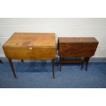 AN EDWARDIAN MAHOGANY AND INLAID SUTHERLAND TABLE and a Georgian Pembrooke table with a single