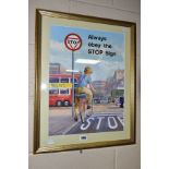 TWO GOUACHE AND WATERCOLOUR ILLUSTRATIONS FOR A CYCLING ROAD SAFETY CAMPAIGN, painted in the style