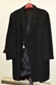 A DUNN & CO BLACK TOP HAT, size 6½, with a gents evening scarf, with a black bowler hat, size 6¾ (