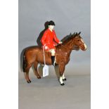 A BESWICK HUNTSMAN (STANDING), No 1501, style two, brown horse, Beswick crest backstamp, height 21.