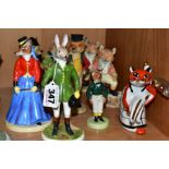 NINE ANTHROPOMORPHIC PORCELAIN FIGURES AND SCULPTURES BY AYNSLEY, VILLEROY & BOCH, WADE, etc,