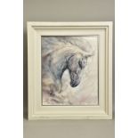 GARY BENFIELD (BRITISH 1965) 'MOONLIGHT', an artist proof print portrait of a white horse 5/20,