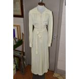 OSSIE CLARK FOR RADLEY, a Moss Crepe cream ankle length dress, size 34, wing collar, long pleated