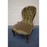 A VICTORIAN MAHOGANY SPOONBACK BEDROOM CHAIR