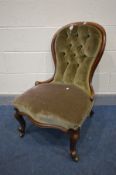 A VICTORIAN MAHOGANY SPOONBACK BEDROOM CHAIR