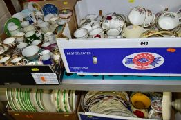 FOUR BOXES OF CERAMICS, including a box of 19th and 20th Century miniature cups and saucers and