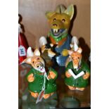 FOPUR COALPORT BASIL BRUSH FIGURES AND A PLASTER BASIL BRUSH MONEY BOX, the money box marked 'Ivan