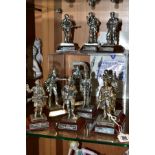 ELEVEN ROYAL HAMPSHIRE PEWTER MILITARY FIGURES, ten boxed, all with titled wooden plinths, including