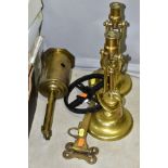 A PAIR OF PLAYMIT AP9009 BRASS SHIPS GIMBAL CANDLE HOLDERS, approximate height 29cm when not wall