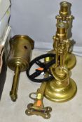 A PAIR OF PLAYMIT AP9009 BRASS SHIPS GIMBAL CANDLE HOLDERS, approximate height 29cm when not wall