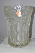 A JOSEF INWALD BAROLAC FOREST TREES, RELIEF MOULDED FROSTED GLASS VASE, height 25.5cm (Condition:-