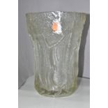 A JOSEF INWALD BAROLAC FOREST TREES, RELIEF MOULDED FROSTED GLASS VASE, height 25.5cm (Condition:-