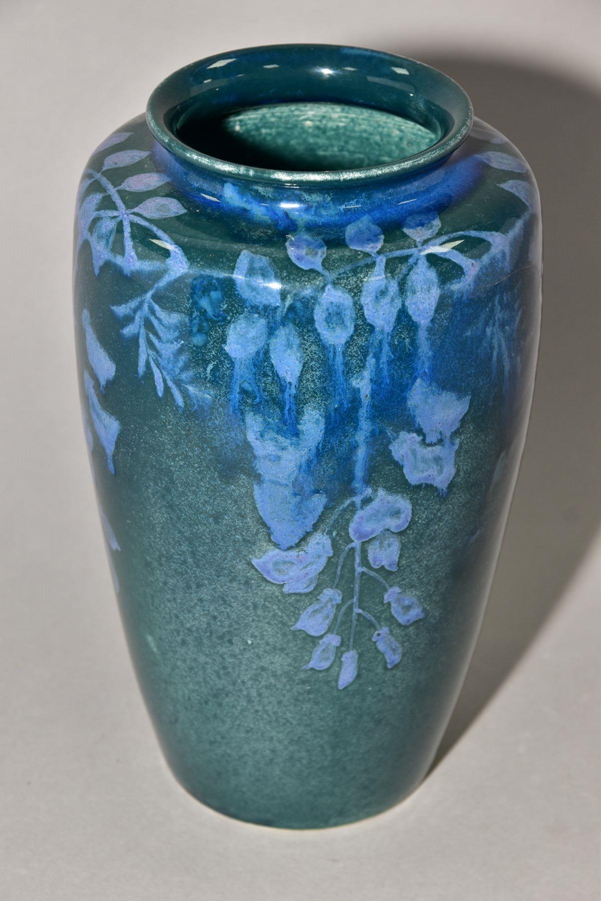 RUSKIN POTTERY, 261 shape vase of high shoulder form, having a dark green mottled glaze with blue - Image 2 of 6