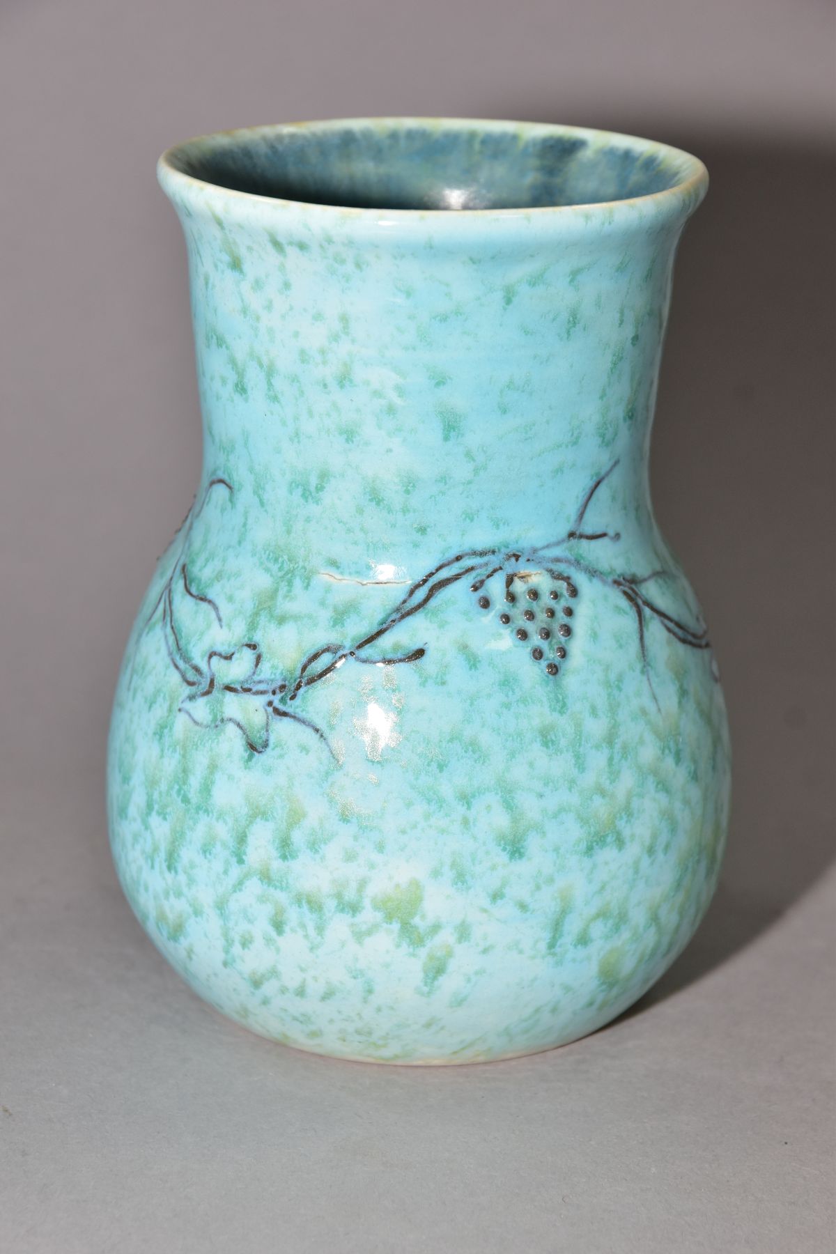 RUSKIN POTTERY, a turquoise and green crystalline glaze vase of globe and shaft form with an - Image 4 of 5