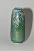 A COBRIDGE STONEWARE COLLECTORS CLUB VASE OF TAPERING FORM, the mottled green/blue ground with