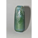 A COBRIDGE STONEWARE COLLECTORS CLUB VASE OF TAPERING FORM, the mottled green/blue ground with