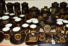 A QUANTITY OF DENBY ARABESQUE PATTERN COFFEE AND TEAWARES AND A SMALL NUMBER OF OVEN TO