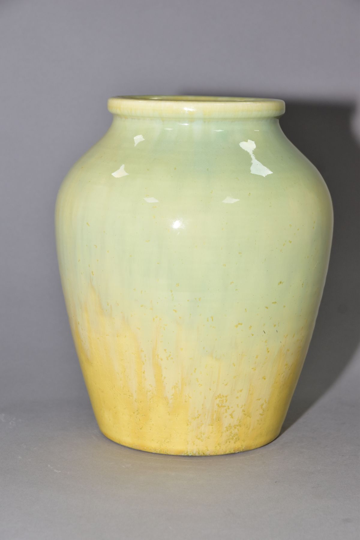 RUSKIN POTTERY, a pale green and yellow lustre baluster vase, impressed Ruskin England to the - Image 4 of 5