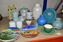 A GROUP OF POOLE POTTERY, including a Carter, Stabler, Adams turquoise glazed 18cm tea plate, a