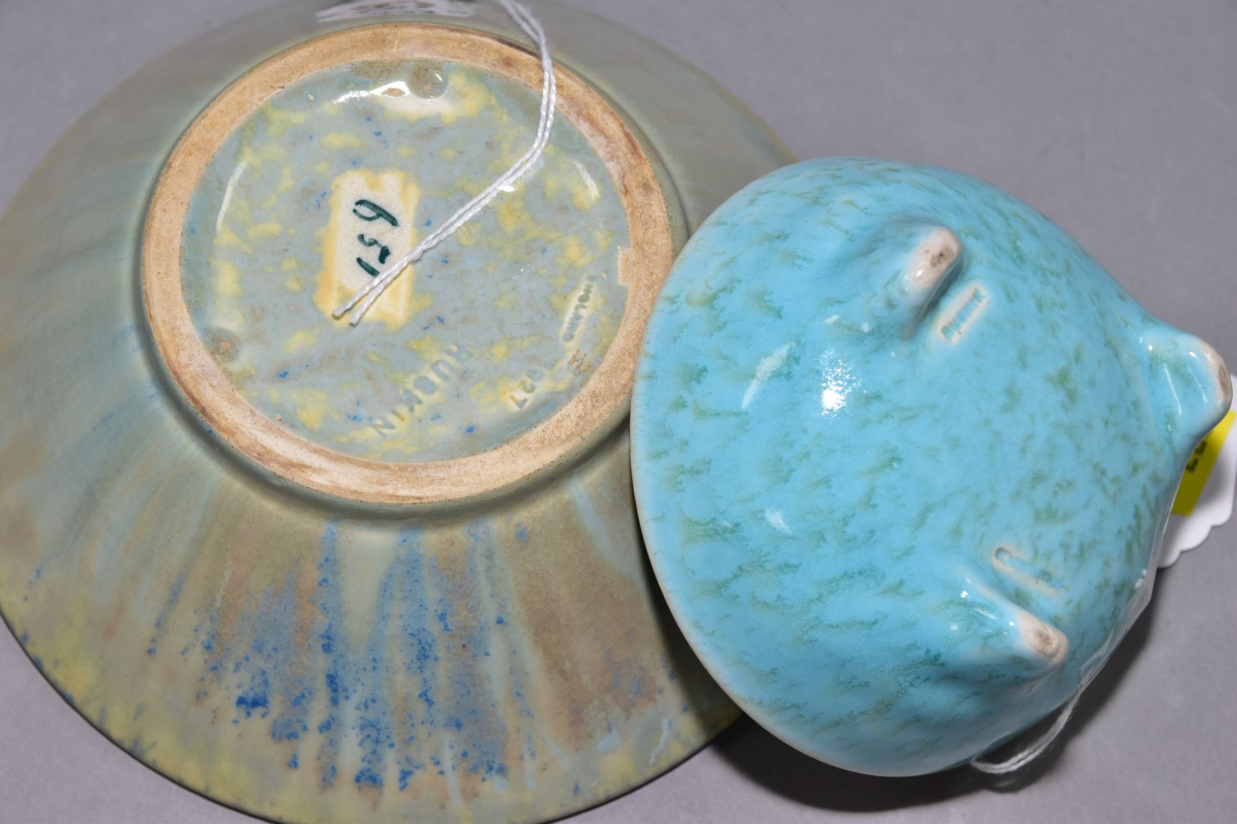 RUSKIN POTTERY two crystalline glaze bowls, the first has a pale blue crackle glaze to the inside - Image 6 of 6