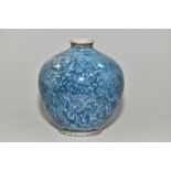 A COBRIDGE STONEWARE HIGH FIRED OVOID VASE, mottled shaded blue glaze over a green/brown ground,