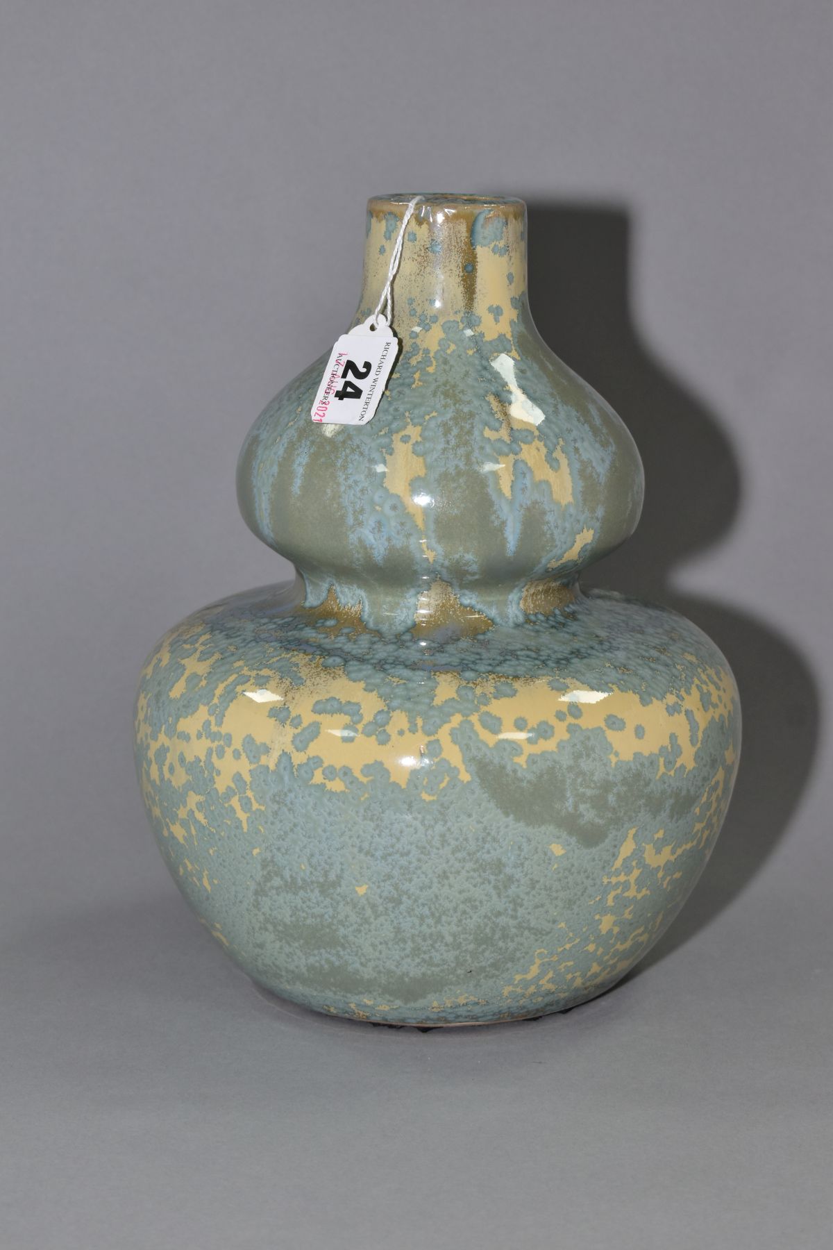 A MODERN POTTERY DOUBLE GOURD CRYSTALLINE VASE, unmarked, height 24cm